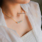 Natural Raw Aquamarine Electroplated Necklace, March Birthstone