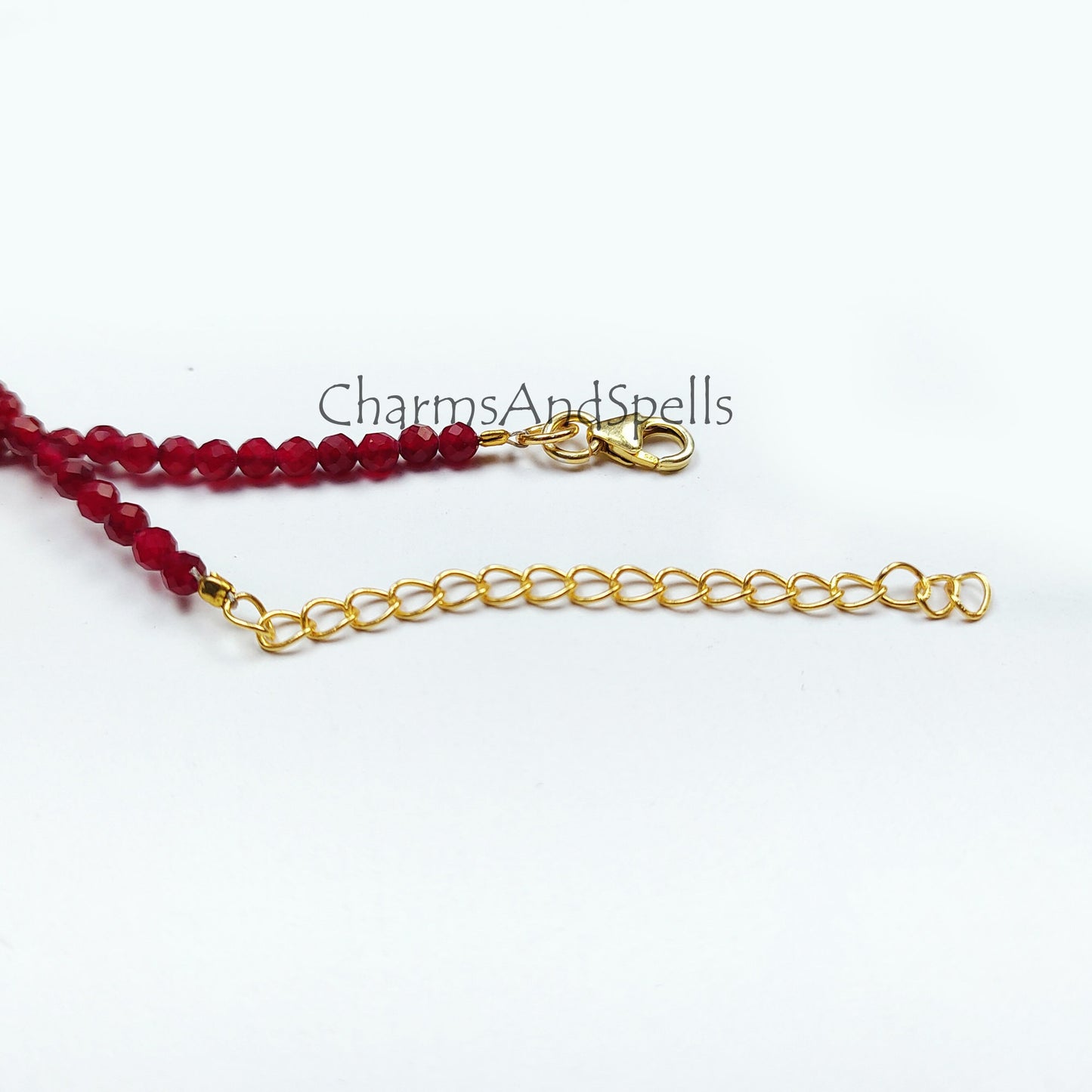 Faceted Red Garnet Beaded Necklace For Women