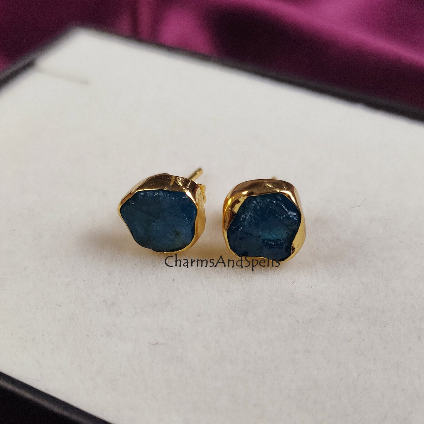 Neon Apatite Crystal Studs | Genuine Birthstone Jewelry | Gift for Women