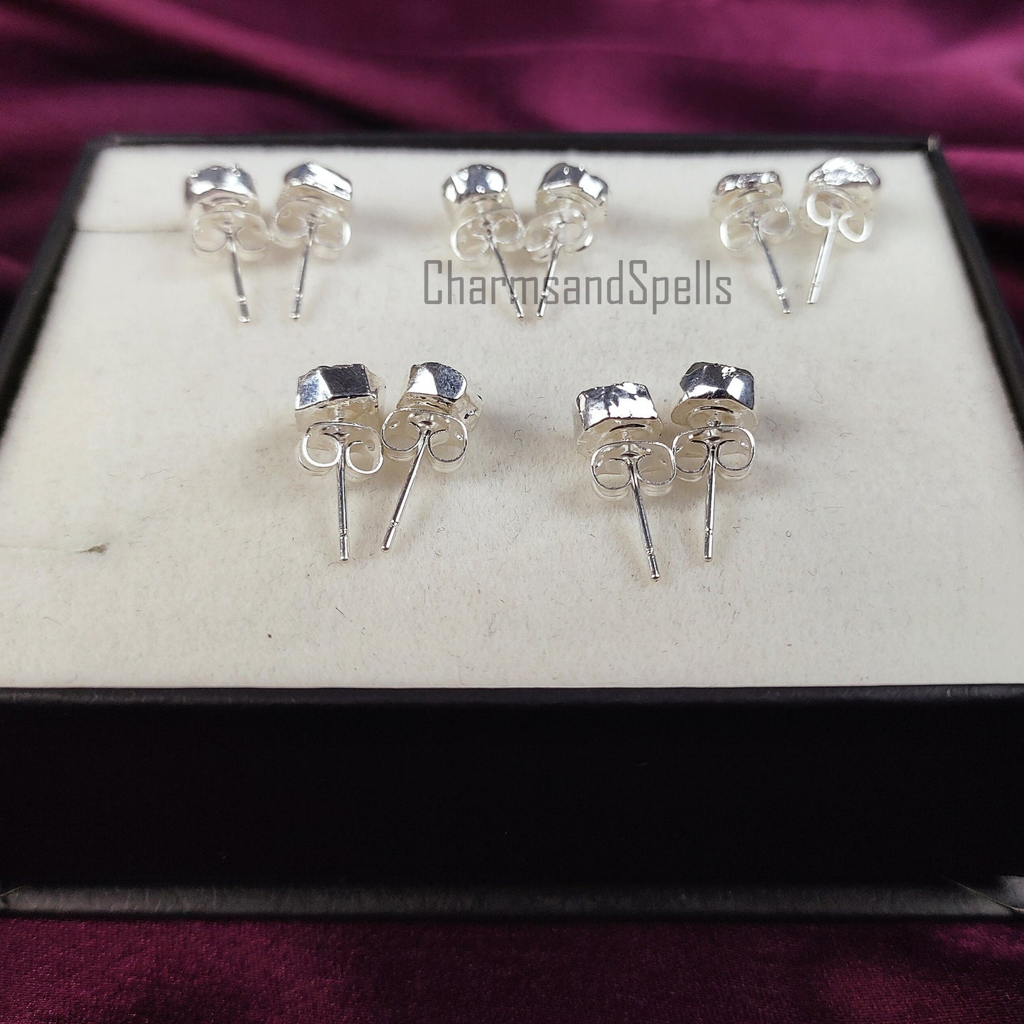 Raw Labradorite Gemstone Stud Earrings Wedding Bridesmaid Gifts