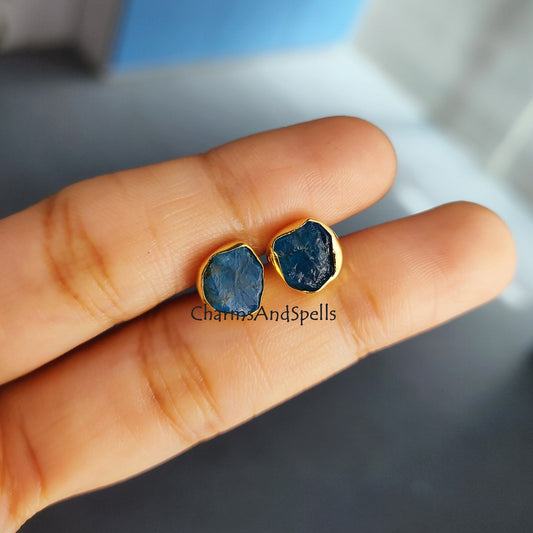 Neon Apatite Crystal Studs | Genuine Birthstone Jewelry | Gift for Women