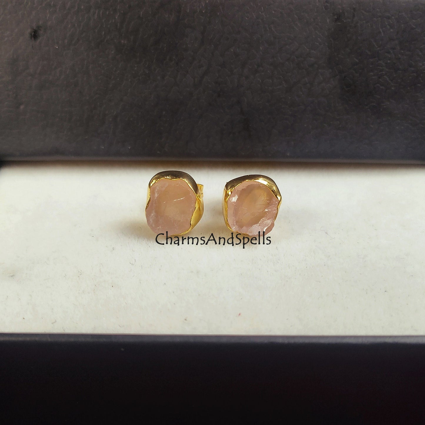Rose Quartz Stud Earrings | Natural Pink Crystal Jewelry | Wedding Gift