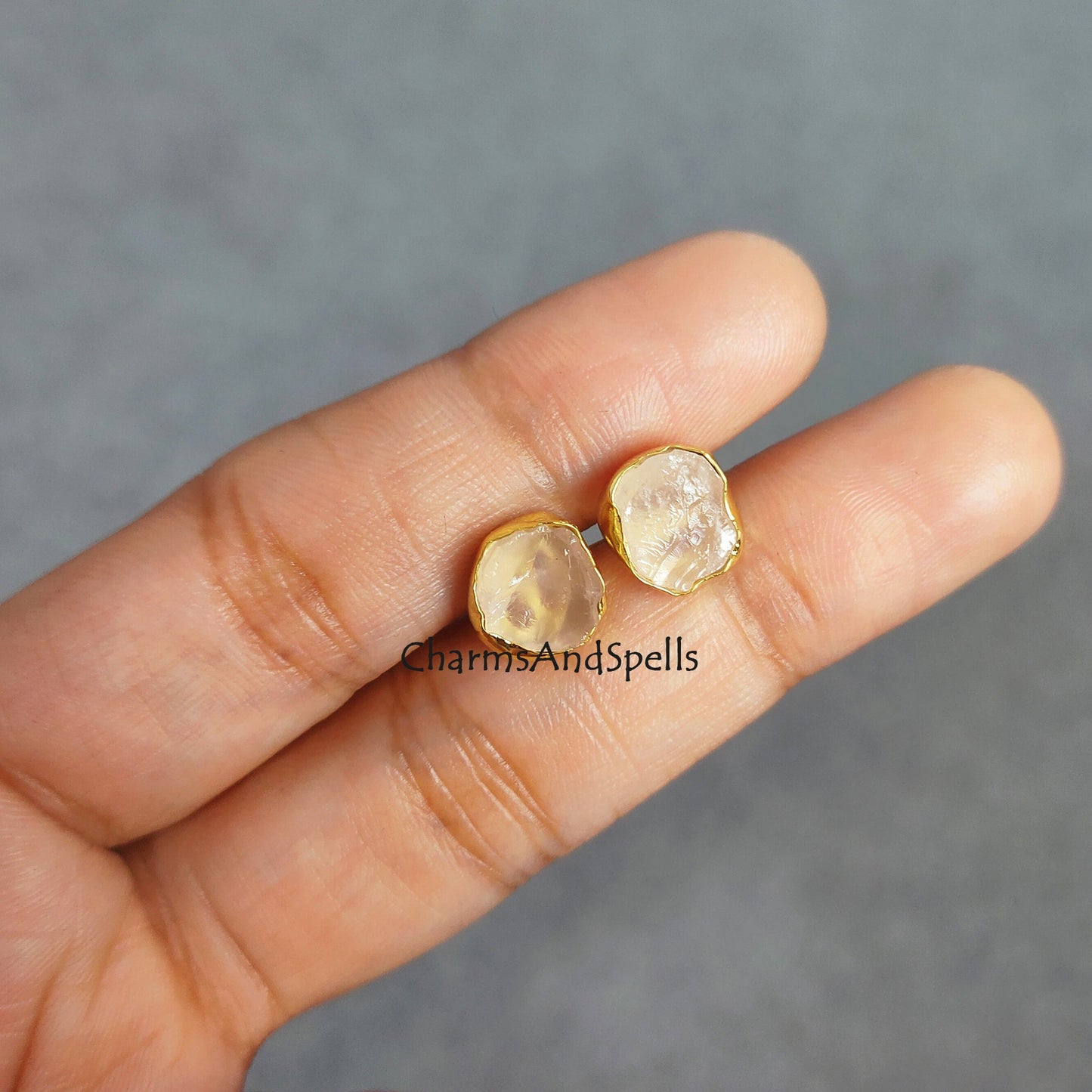 Rose Quartz Stud Earrings | Natural Pink Crystal Jewelry | Wedding Gift