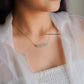 Natural Raw Aquamarine Electroplated Necklace, March Birthstone