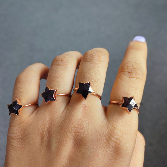 Garnet Star Ring | Boho Birthstone Jewelry | Healing Crystal Gift for Her
