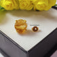 Amazing Rough Citrine Stud Earring in 925 Solid Silver