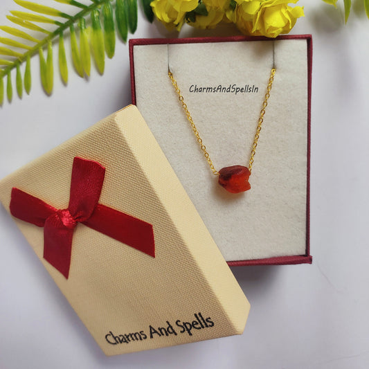Amazing Raw Carnelian Crystal Boho Necklace Perfect For Gift