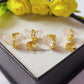 Tiny Rose Quartz Half Moon Stud Earrings In Sterling Silver