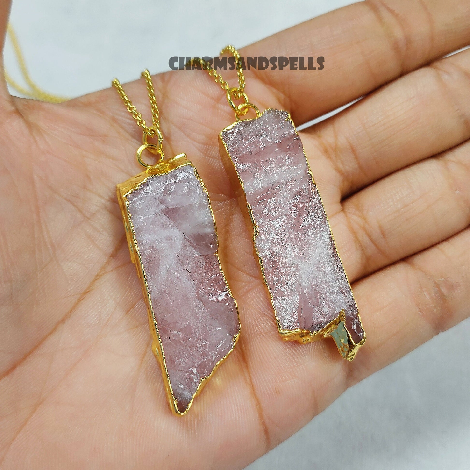 Raw Rose Quartz Crystal Necklace
