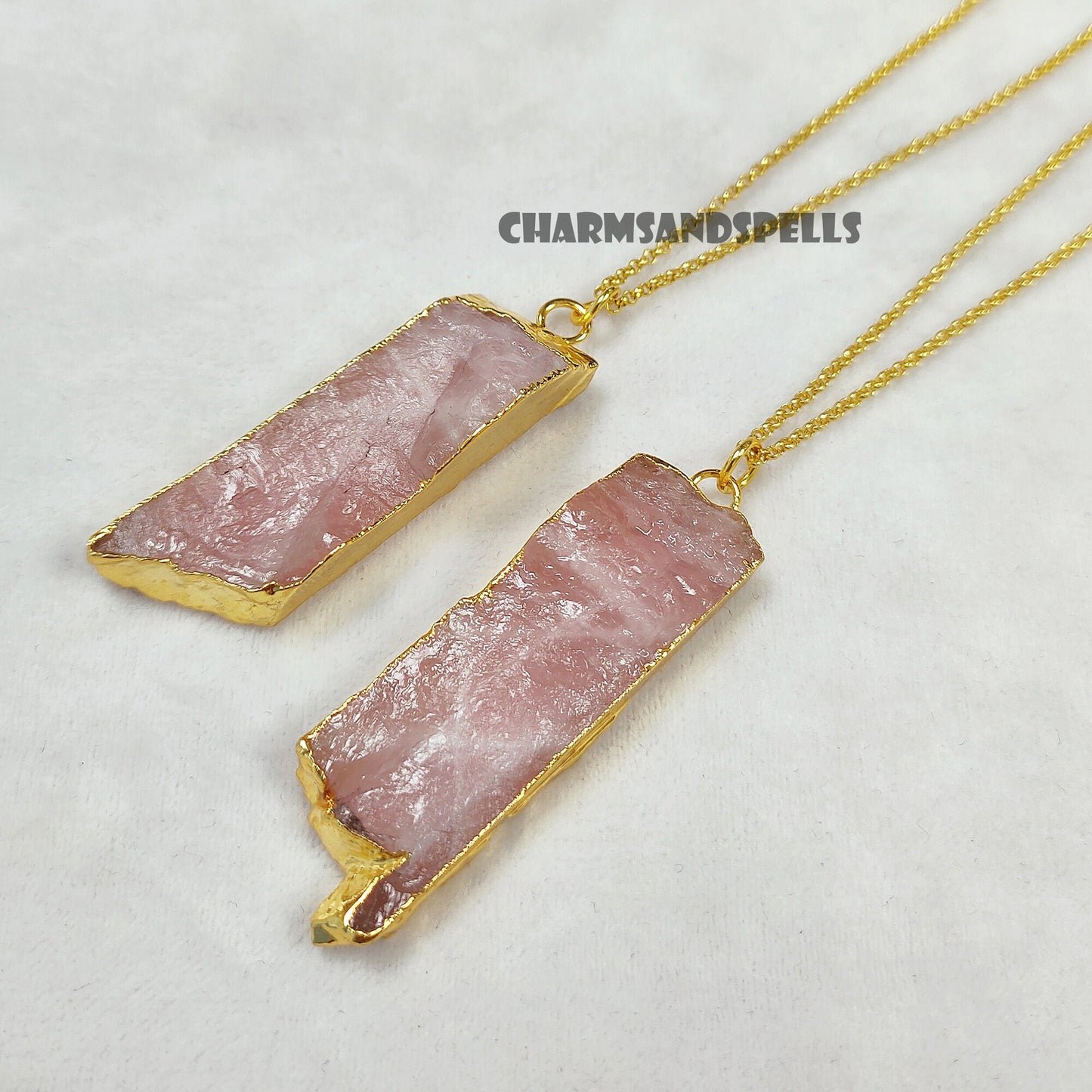 Raw Rose Quartz Crystal Necklace