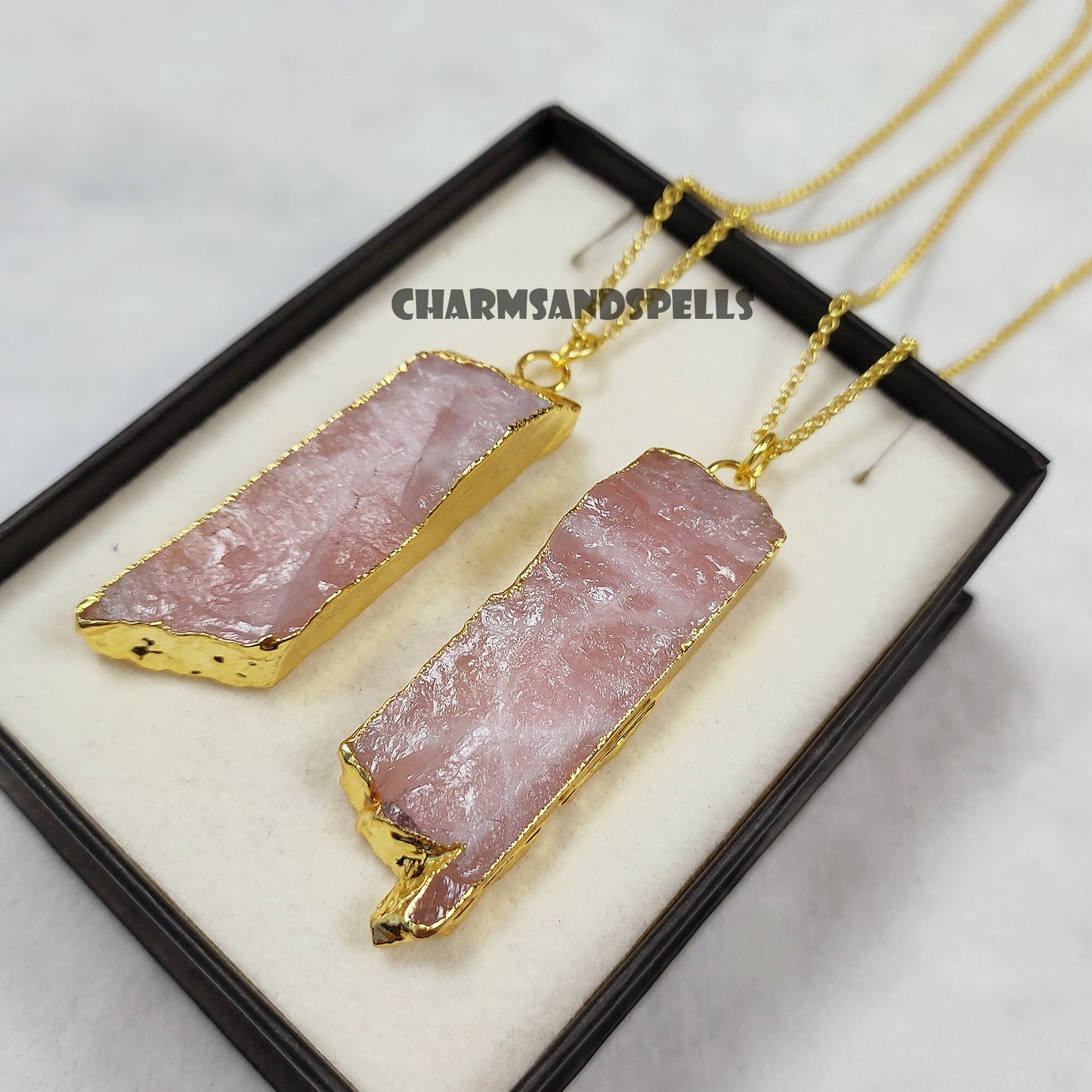 Raw Rose Quartz Crystal Necklace