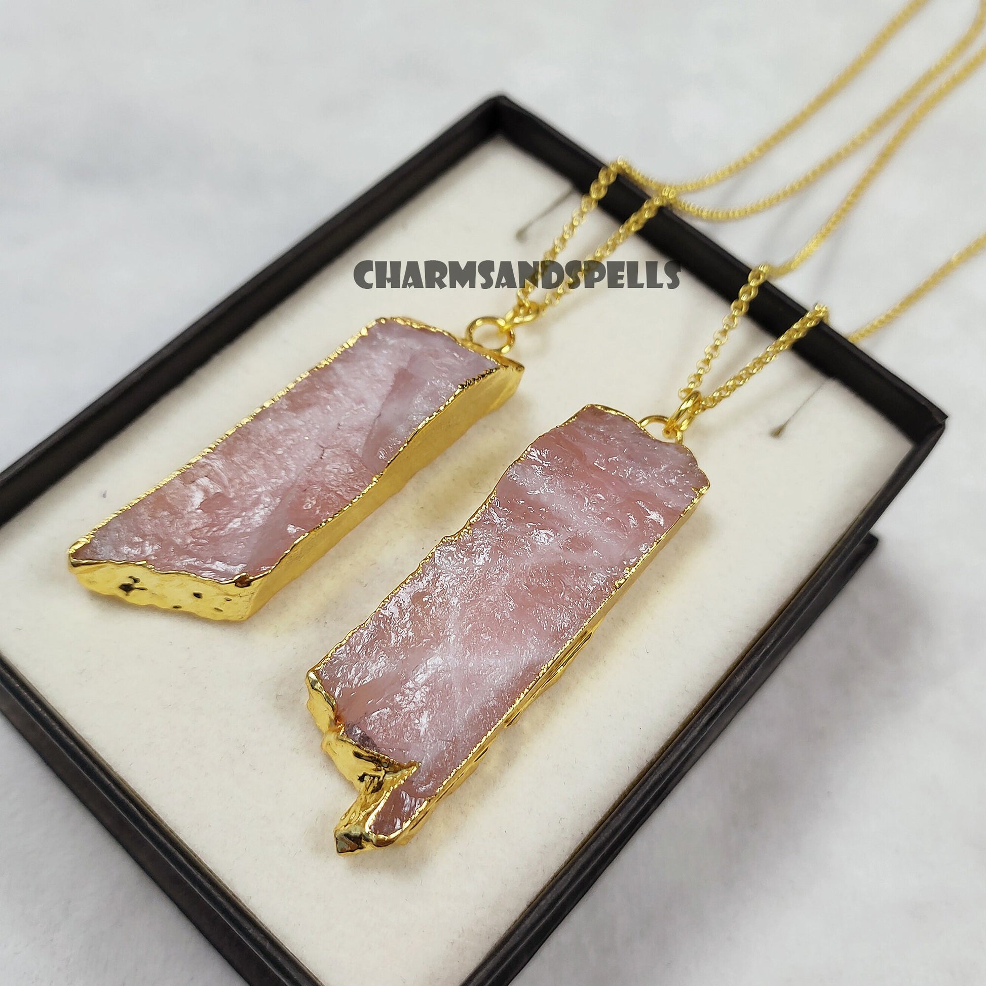 Raw Rose Quartz Crystal Necklace