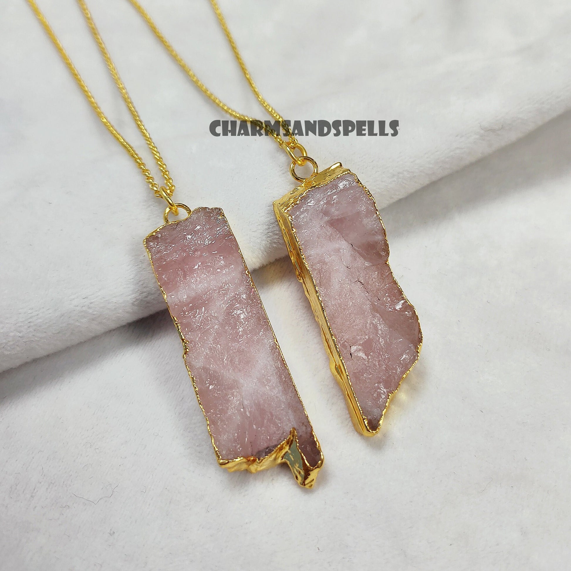 Raw Rose Quartz Crystal Necklace