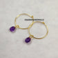 Dainty Amethyst Hoop Earrings