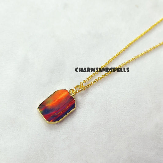 Vintage Dragon Opal Pendant Necklace | Raw Opal Gemstone Jewelry | Gift for Her