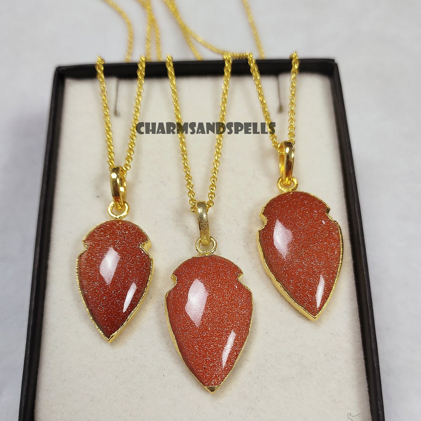 Golden Sandstone Arrowhead Pendant | Natural Gemstone Necklace | Gift Jewelry