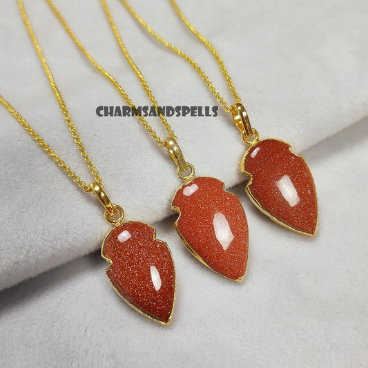 Golden Sandstone Arrowhead Pendant | Natural Gemstone Necklace | Gift Jewelry
