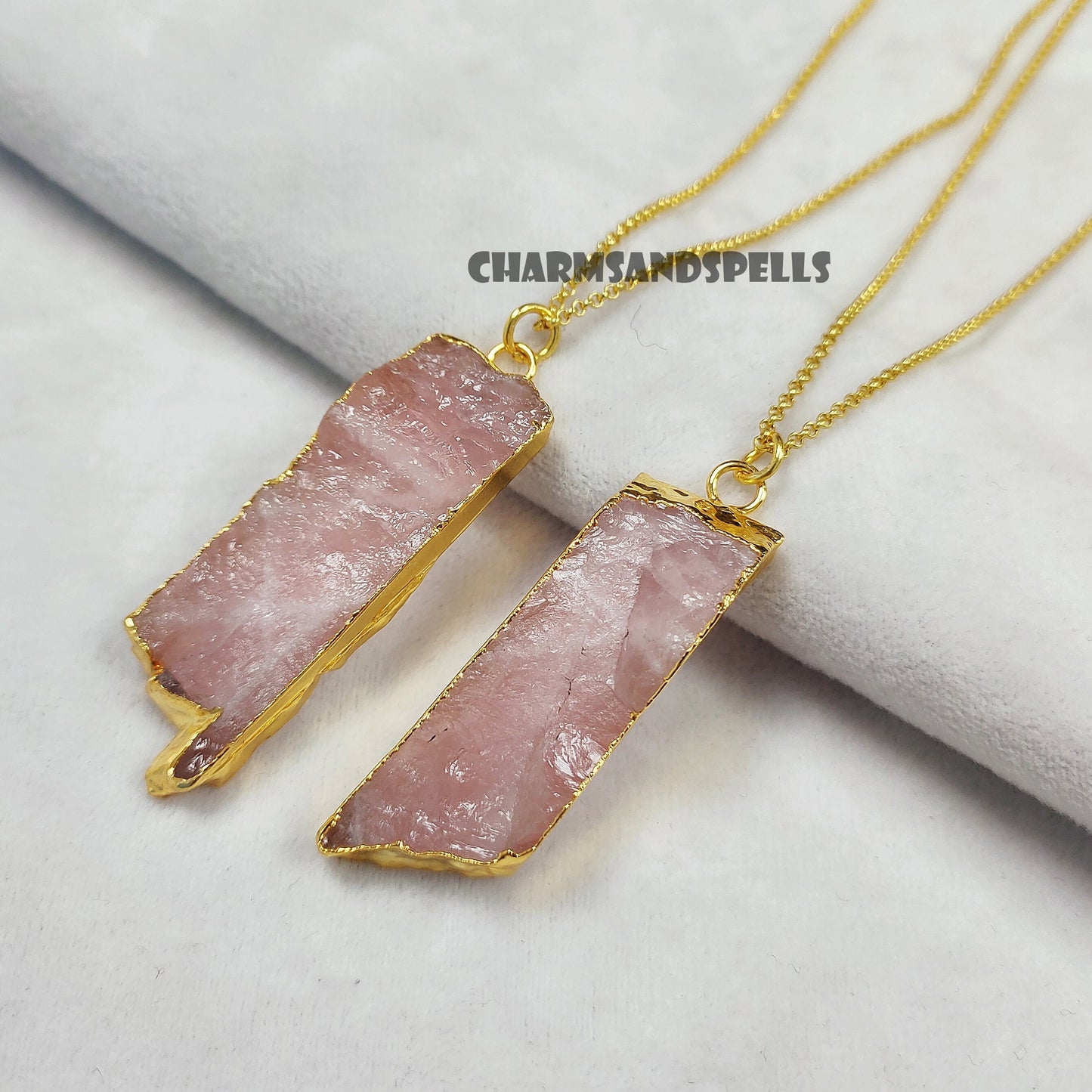 Raw Rose Quartz Crystal Necklace