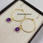 Dainty Amethyst Hoop Earrings