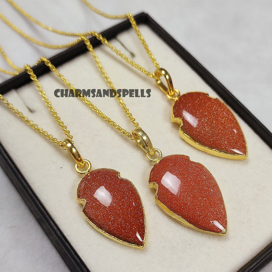 Golden Sandstone Arrowhead Pendant | Natural Gemstone Necklace | Gift Jewelry