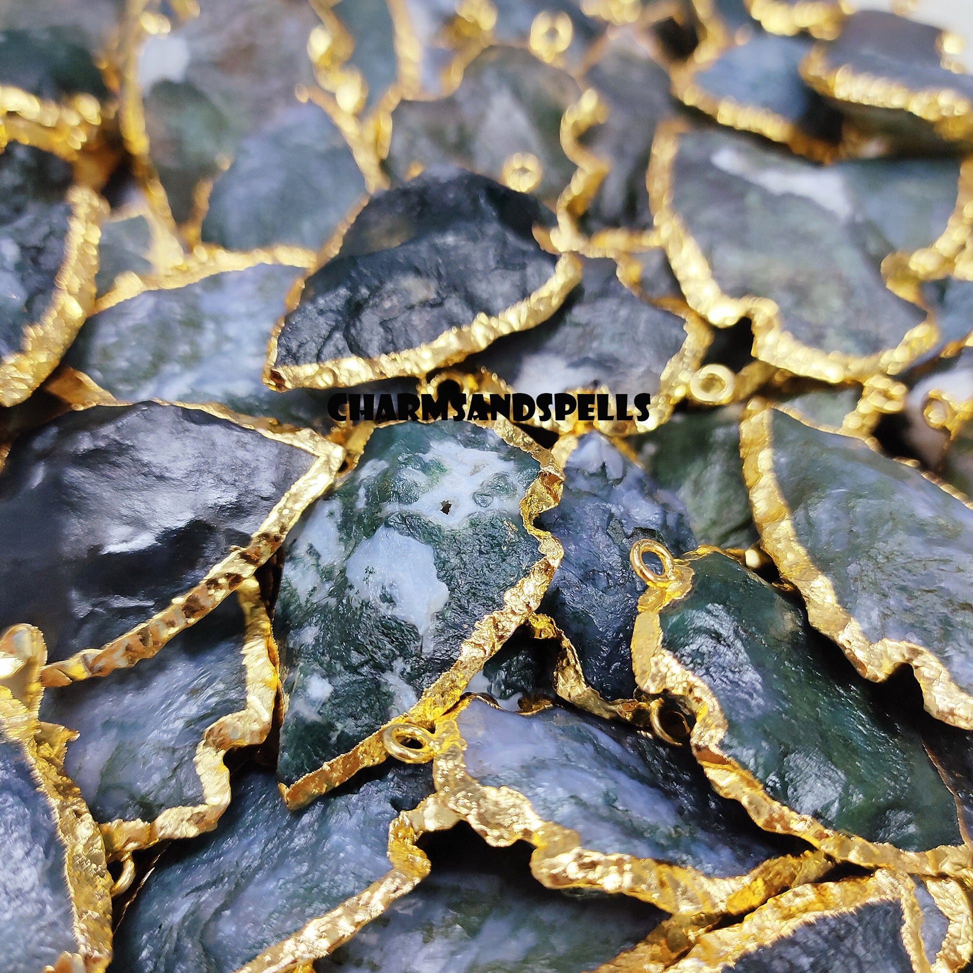 Moss Agate Arrowhead Pendant