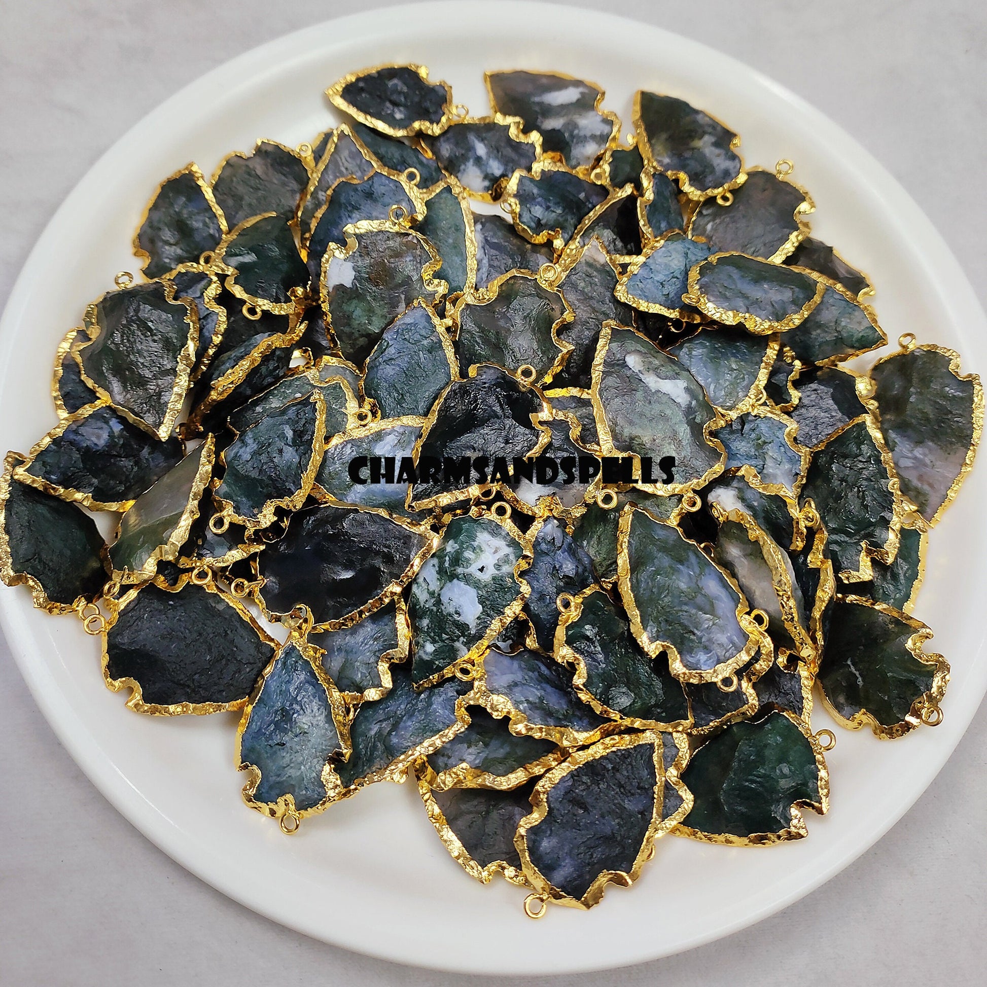 Moss Agate Arrowhead Pendant