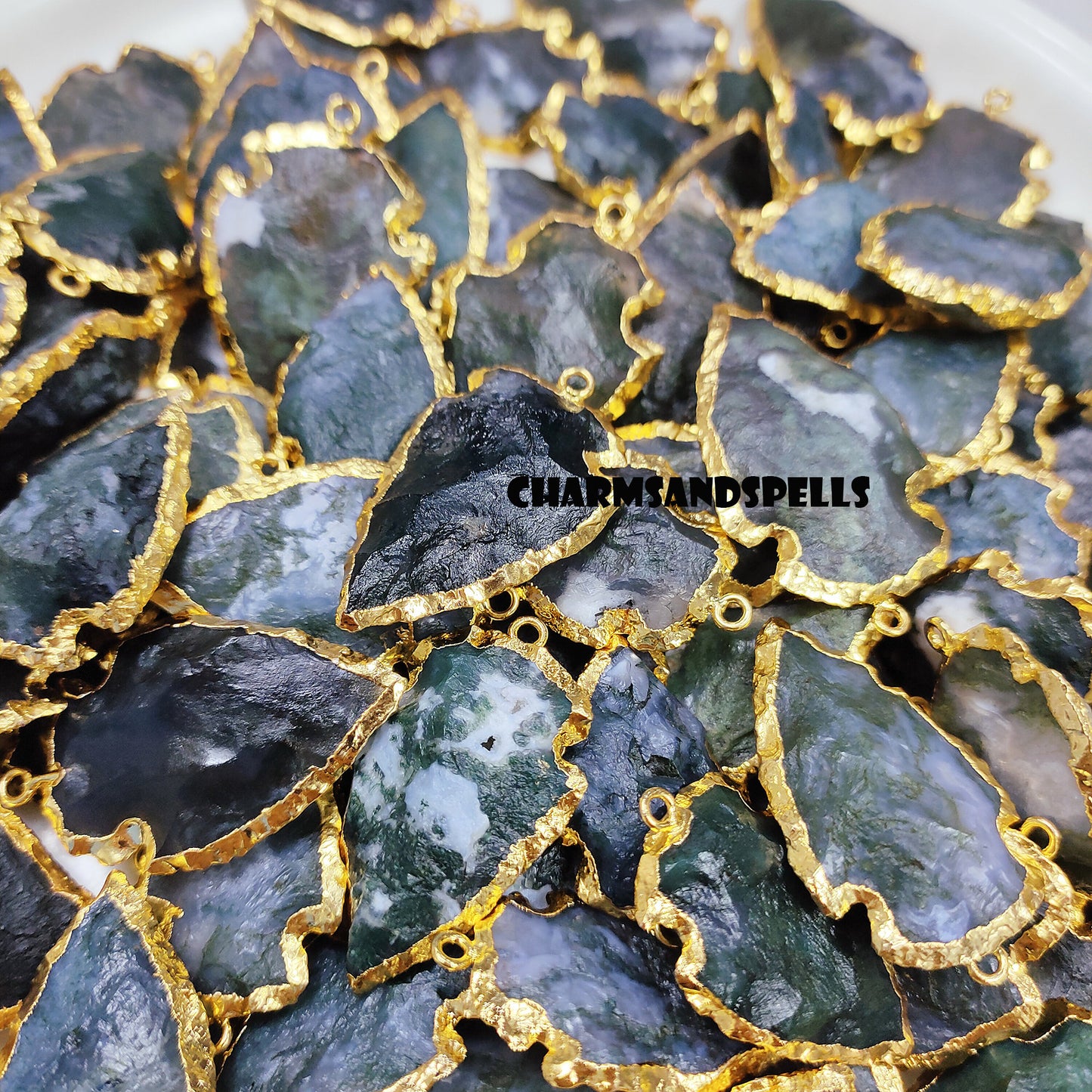 Moss Agate Arrowhead Pendant