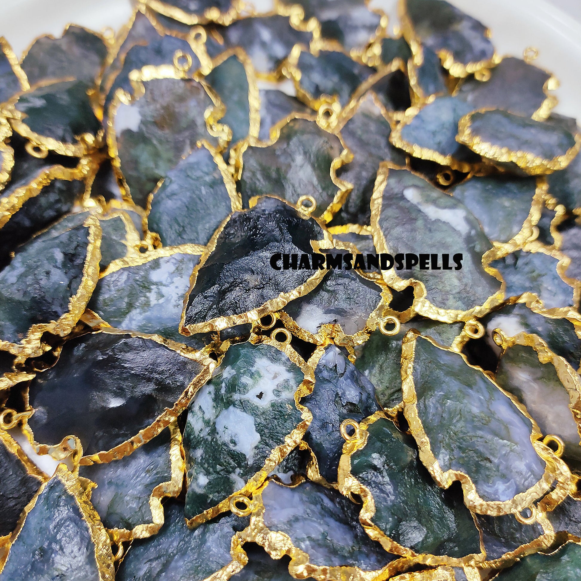 Moss Agate Arrowhead Pendant