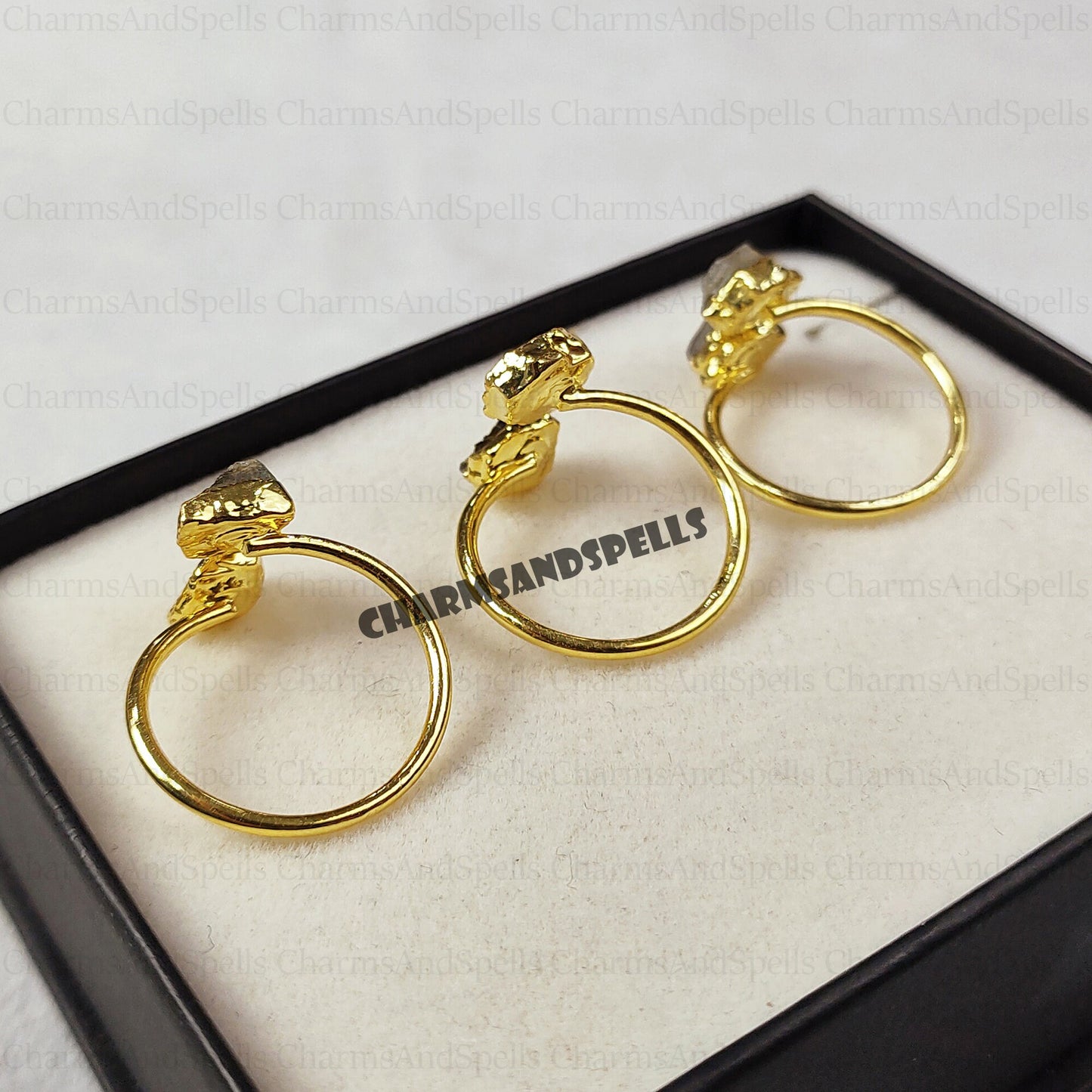 Natural Raw Labradorite Statement Ring