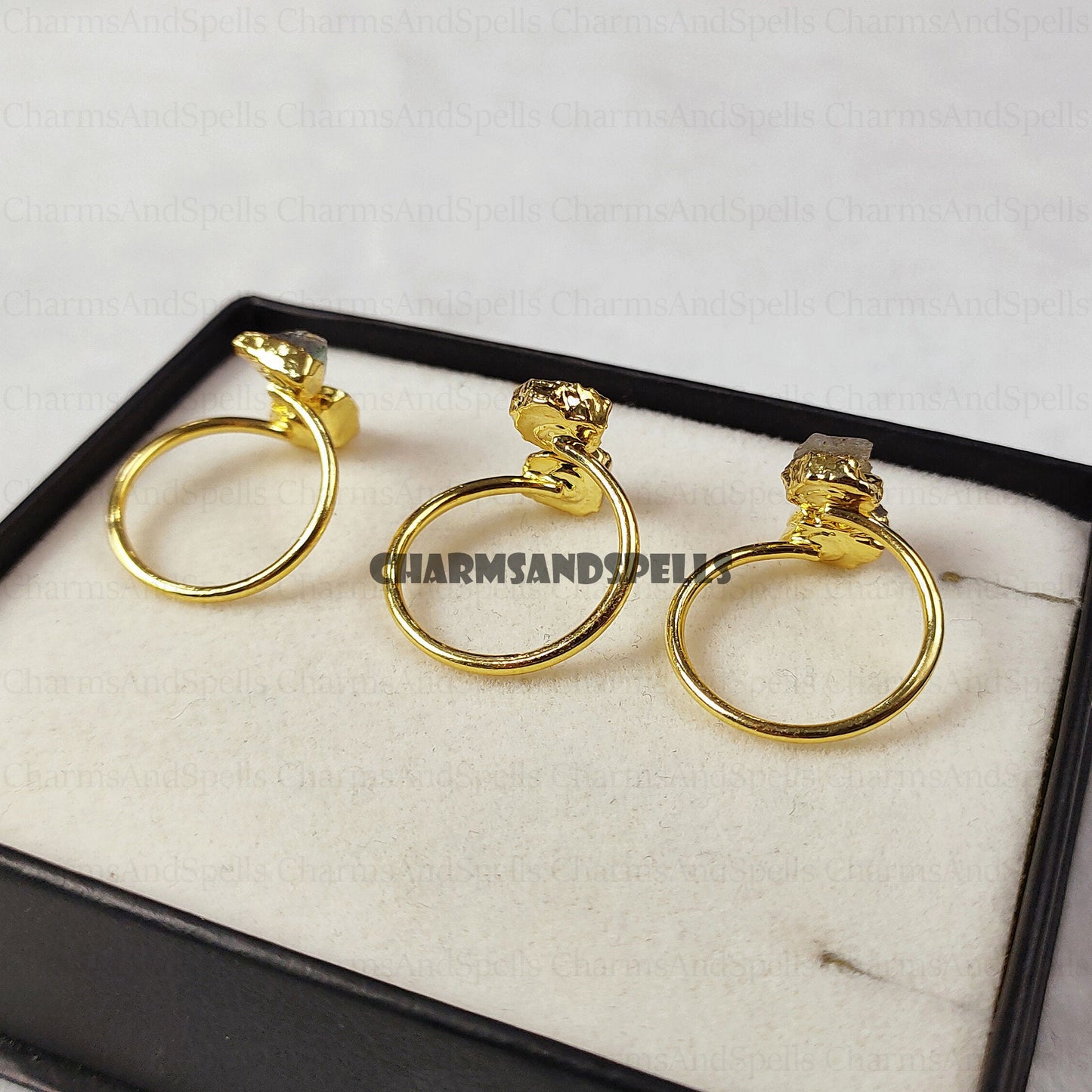 Natural Raw Labradorite Statement Ring