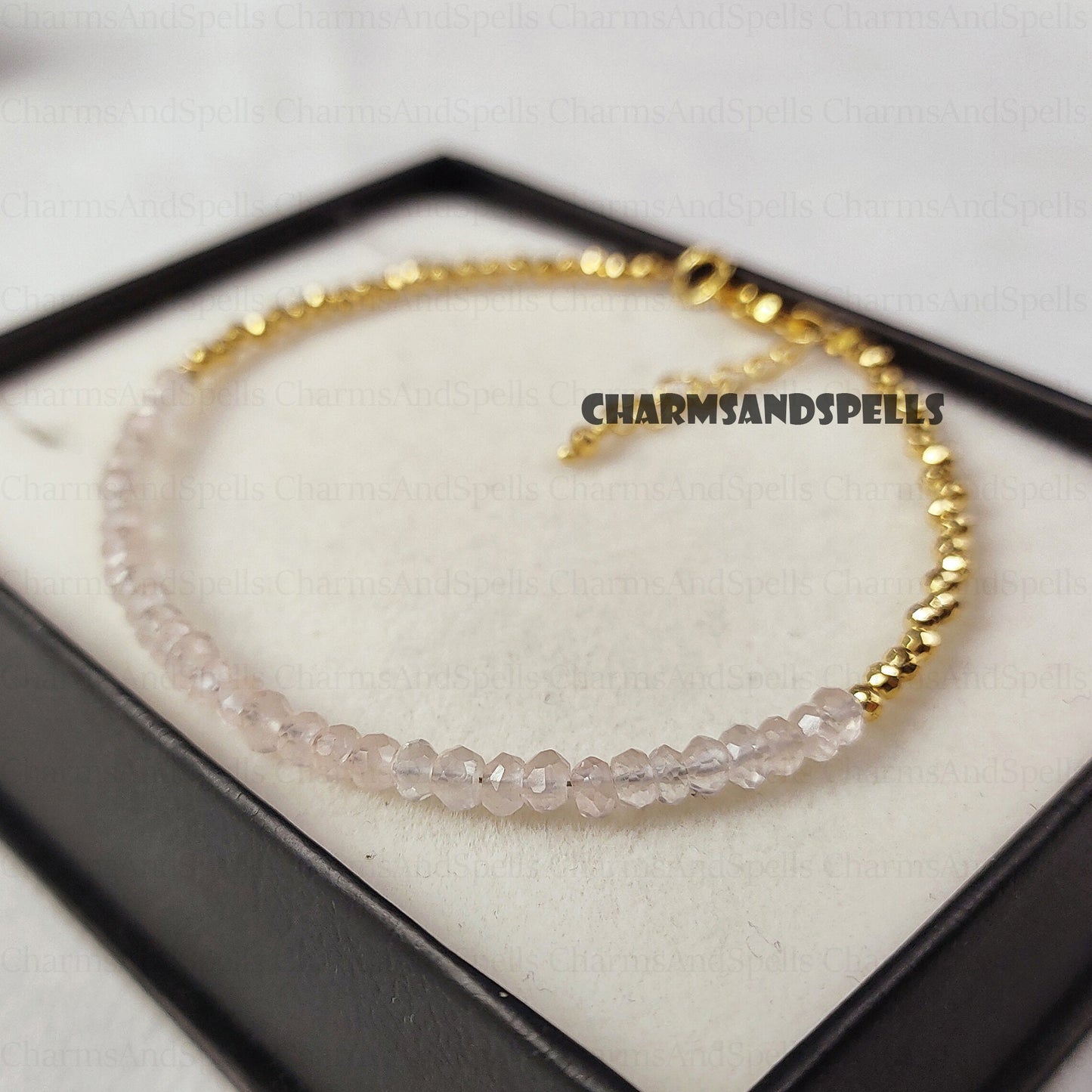 Rose Quartz Bracelet | Minimalist Healing Crystal Jewelry | Birthstone Gift