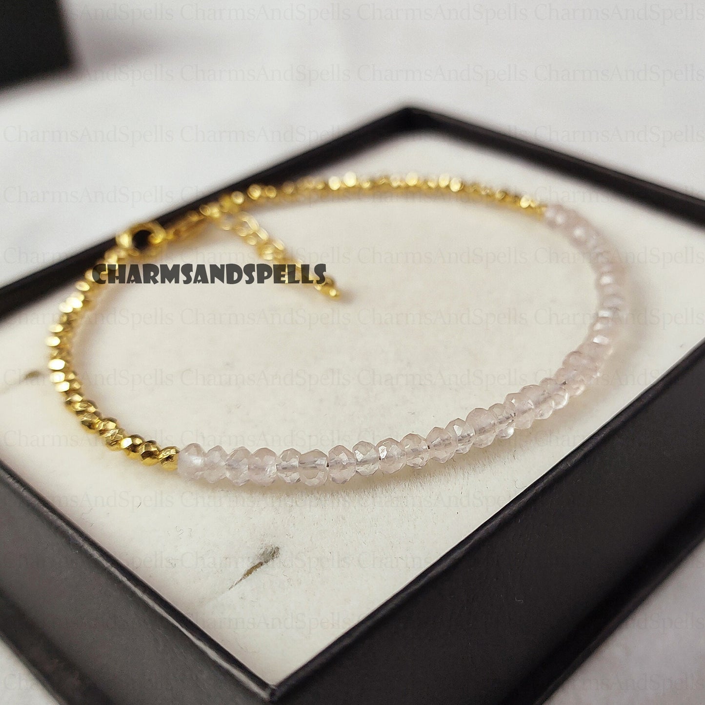 Rose Quartz Bracelet | Minimalist Healing Crystal Jewelry | Birthstone Gift