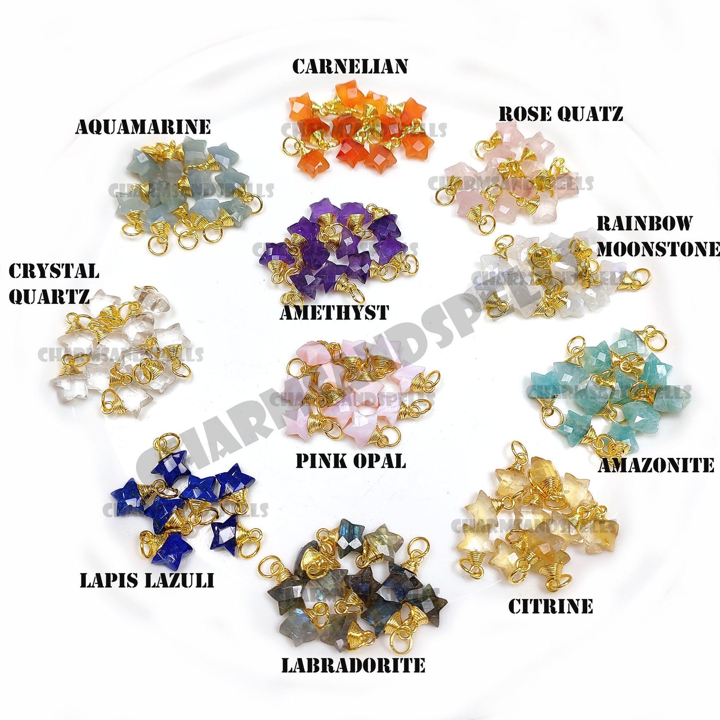 Natural Semi Precious Gemstone Star Pendant