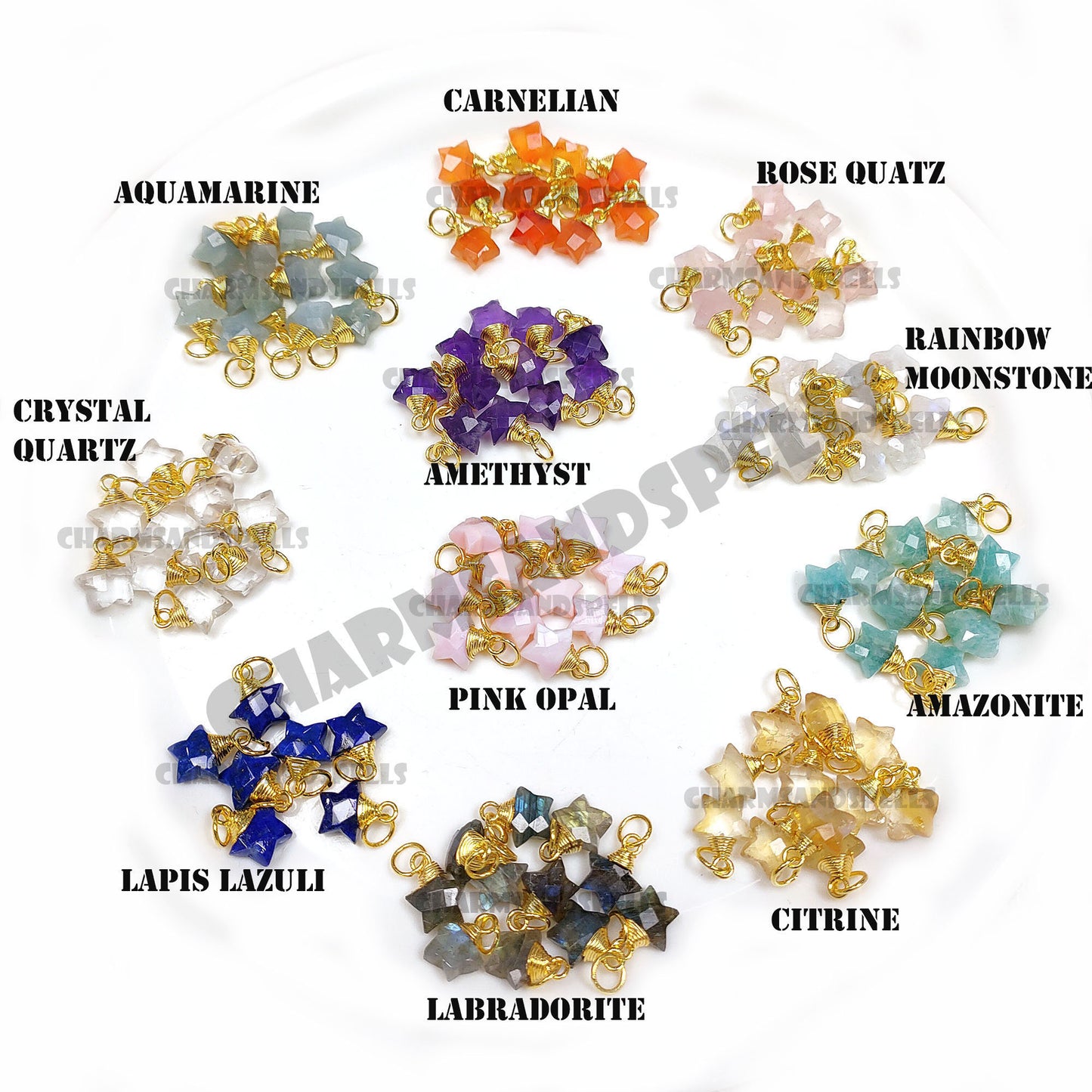 10mm Crystal Star Pendant Natural Stone