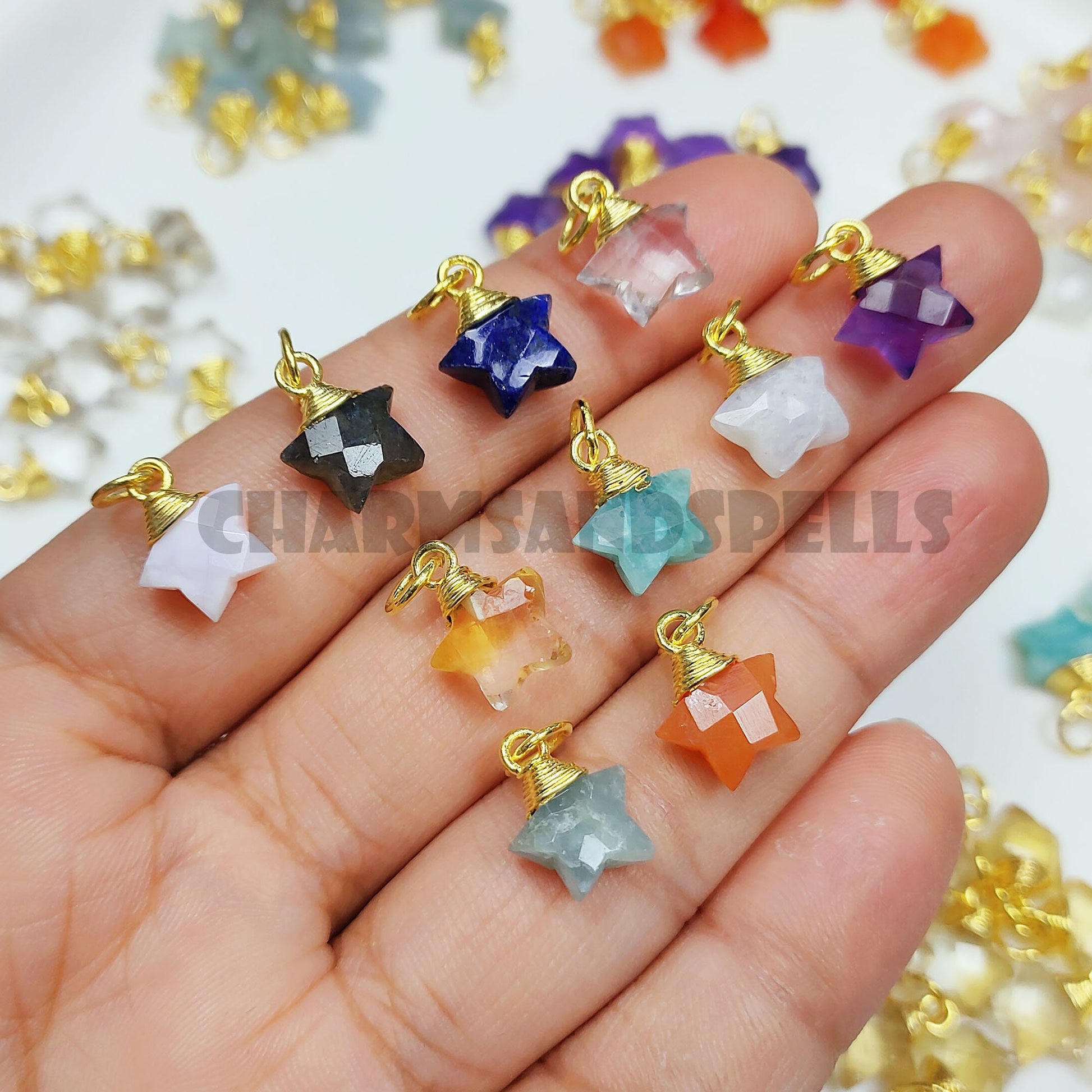 10mm Crystal Star Pendant Natural Stone