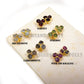Raw Gemstone Stud Earrings Healing Crystal 3 Stone Studs