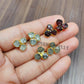 Raw Gemstone Stud Earrings Healing Crystal 3 Stone Studs