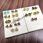 Raw Gemstone Stud Earrings Healing Crystal 3 Stone Studs