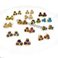 Raw Gemstone Stud Earrings Healing Crystal 3 Stone Studs