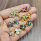 Raw Gemstone Stud Earrings Healing Crystal 3 Stone Studs