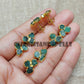 Natural Raw Emerald Three Stud Earrings, May Birthstone