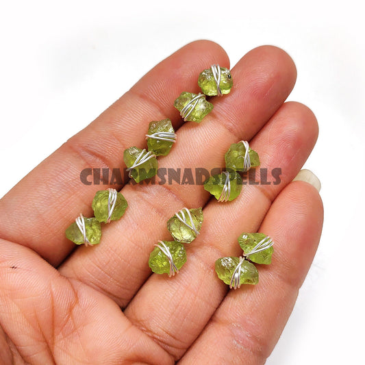 Raw Peridot Stud Earrings, Green Crystal Earrings, August Birthstone Jewelry, Dainty Gemstone Studs