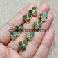 Natural Raw Emerald Three Stud Earrings, May Birthstone