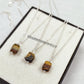 Raw Tiger's Eye Crystal Pendant Necklace in Sterling Silver