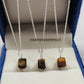 Raw Tiger's Eye Crystal Pendant Necklace in Sterling Silver