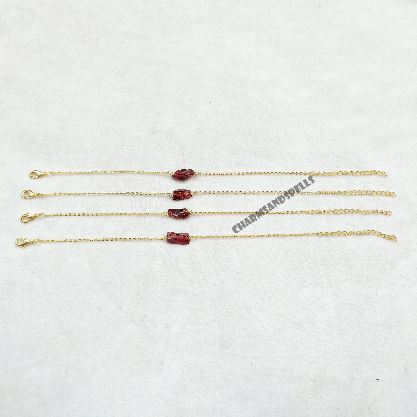 Natural Red Garnet Bracelet | Raw January Birthstone Jewelry | Valentine Gift