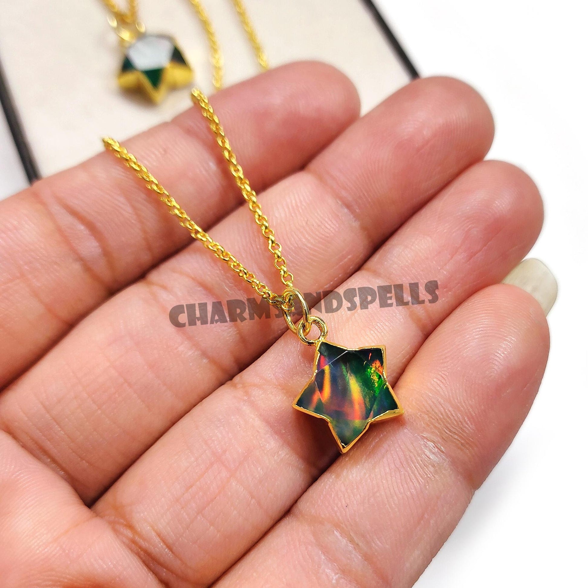 Aurora Opal Star Pendant Necklace