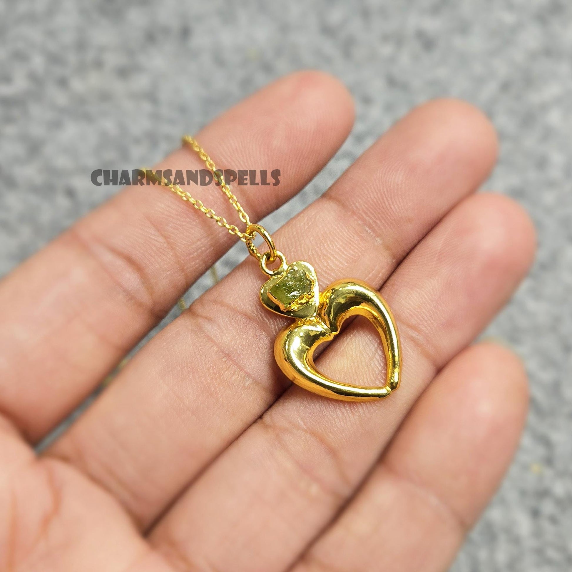 Victorian Raw Peridot Necklace