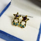 Celestial Alchemy Raw Stone Earrings| Emerald & Garnet Studs| Moon Star Healing Jewelry