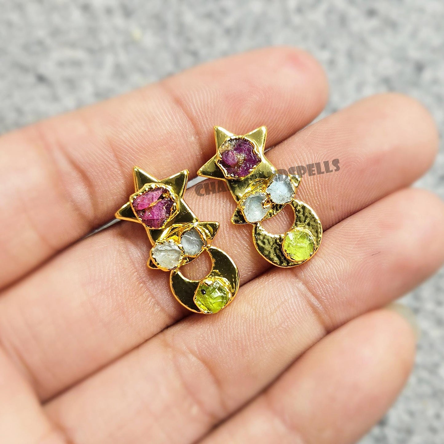 Starlight Orbit Raw Stone Earrings